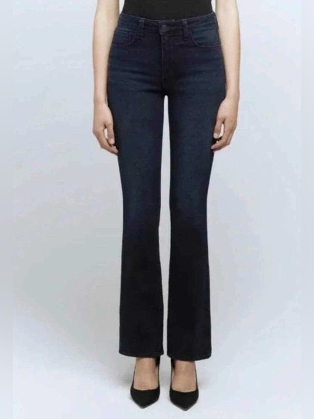 L’AGENCE Oriana High Rise Straight Denim Jeans Size 28 Montero Dark Blue Stretch